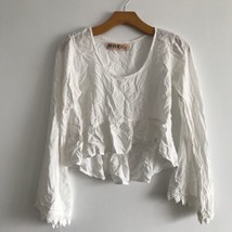 Reverse Shirt Womens S White Babydoll Rick Rack Bell Sleeve Coastal Reso... - $16.59