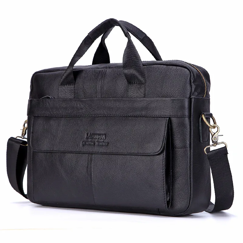 Men Genuine Leather Handbags Casual Leather Laptop Bags Male Business Tr... - $75.93