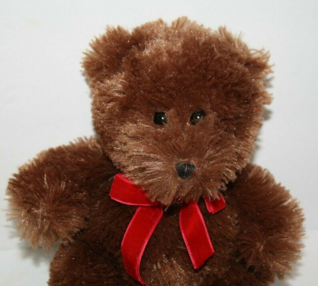 The Childrens Place Red Velvet Bow Valentine Teddy Bear 9&quot; Brown Plush S... - $12.77