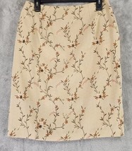 Silk Club Collection Skirt Womens 10 Tan Floral Beaded Vintage Faux Suede Lined - £41.25 GBP