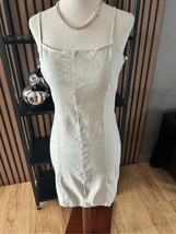 Forever 21 linen short dress size medium stretchy tan color - $24.75