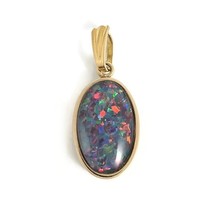 Vintage Oval Opal Necklace Pendant 9K Yellow Gold, 3.12 Grams - £392.27 GBP