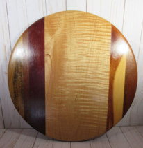 Wooden Lazy Susan Turntable Large Shiny Different Wood Grains 16.5&quot; Clean VIDEO - $79.77