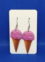 Large Pink Lightweight Acrylic Ice Cream Cone Earrings - £2.33 GBP