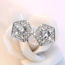 1.50Ct Round Cut CZ Moissanite Star Stud Earrings 14k White Gold Silver Plated - £83.03 GBP