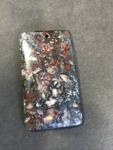 Large Carved Dark Gray w Rusty Red &amp; Cream Confetti Flecks Rectangle Stone Penda - £14.59 GBP