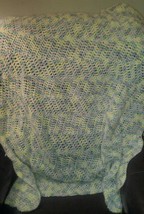 56x49 Crocheted Knitted Baby Blanket Afghan Pink Blue Yellow Sofa Couch ... - $19.99