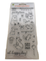 Fiskars Clear Stamps Lia Griffith Set of 22 Happy Birthday Baby Shower Party Fox - £5.56 GBP