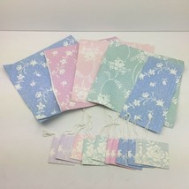 Gift Wrapping Paper Matching Tag Sets Floral Blue Pink Mint Peach Present - £11.78 GBP