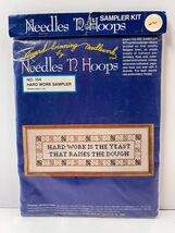 Needles 'N Hoops Cross Stitch Sampler Kit Hard Work  No. 154 Unused Line... - $7.99