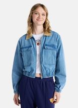 New Stranger Things Women's Denim Blue Jean Jacket w/Patches Size Large ... - $29.69