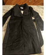 Cole Haan Belted Wool Coat - Size 6 - Black - $161.05 CAD