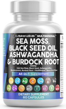 Sea Moss 3000Mg Black Seed Oil 2000Mg Ashwagandha 1000Mg Turmeric 1000Mg Bladder - £47.48 GBP