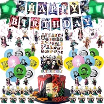 Demon Slayer Birthday Decorations 110 Pcs Anime Party Decorations Include Happy  - £26.61 GBP