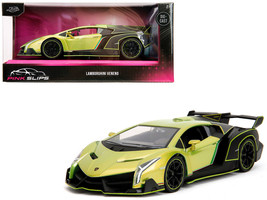 Lamborghini Veneno Lime Green Metallic Matt Black Pink Slips Series 1/24 Diecast - $38.60