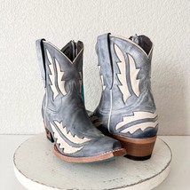 Lane WALK THE LINE Blue Cowboy Boots Womens 7.5 Short Western Leather Snip Toe - $193.05