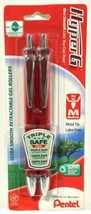NEW Pentel HyperG Retractable RED Gel Roller Pen 2-PACK .7mm Medium KL25... - $6.19