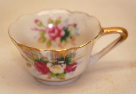Porcelain Mini Teacup Gold Trim Floral Japan - $9.89