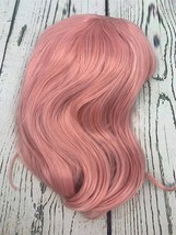 14 Inches Women Girls Short Curly Synthetic Wig with Bangs Pink - £18.90 GBP