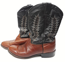 Vtg IMPERIAL Leather Cowboy Boots Western Black Brown Mens Sz 10.5 D Work Farm  - £46.15 GBP