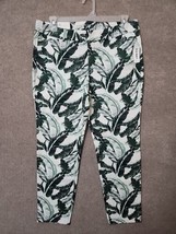 Old Navy Pixie Ankle Dress Pants Womens 14 Green White Floral Stretch NEW - $26.60
