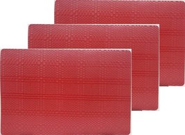 Set of 3 Same Kitchen Textured Vinyl PVC Foam Back Placemats(12&quot;x18&quot;)BURGUNDY,AL - £11.09 GBP