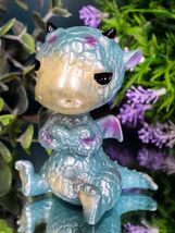 Whimsical Cute Blue Sulky Baby Dragon Wyrmling With Magenta Spots Mini F... - €14,58 EUR