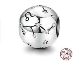 925 Sterling Silver Star Leo Sign Zodiac Beads Charms fit Bracelet Neckalce - £6.26 GBP