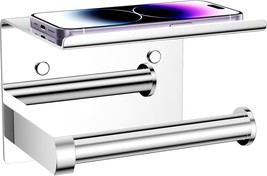 Tindbea Toilet Paper Holder With Phone Shelf, Adhesive Or Screw, Polishe... - $39.93