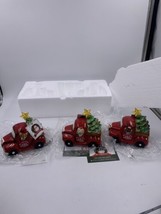 Mr Christmas set of 3 Light Up Battery Cermic Mini Classic Pick Up Truck... - $40.90
