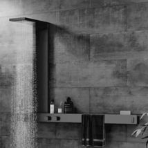 Wall-Mounted Luxury Thermostatic Shower System with Storage Rack &amp; Towel Bar - £1,419.08 GBP