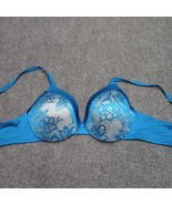 Maidenform Bra Women 36B Blue Lace Everyday Full Coverage Cushioned - £10.96 GBP