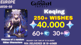 Genshin Impact | Keqing, 40000 GEMS, 250+ WISHES | EUROPE Chance of 1-2 ... - £30.01 GBP