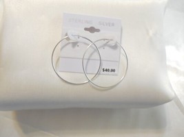 Department Store 1-5/8&quot; Sterling Silver Hoop Snap Closure Earrings Y509 - £11.92 GBP