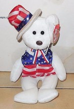 2003 Ty Sam Patriotic Beanie Bear 6" plush toy - $9.55