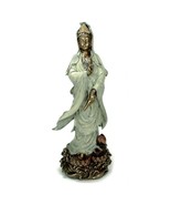 KWAN YIN LOTUS STATUE 12.5&quot; Quan Yin Guan Goddess Buddha Quality Bronze ... - $63.96