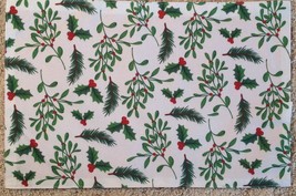 Placemat Set of 4 Cloth 12&quot; X 18&quot; Holly Leaf Pine Bough Pattern New - £15.53 GBP
