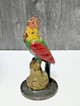 Antique Albany Foundry Cast Iron Cockatoo Parrot  Figure Statue Doorstop 7&quot; - £98.06 GBP