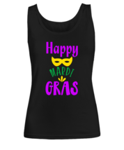 Happy Mardi Gras, black Women&#39;s Tank Top. Model 60058  - £18.01 GBP
