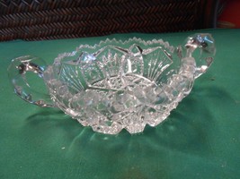 Great Vintage Pressed Glass &quot;Sawtooth Rim&quot; Double Handle CANDY / PEANUTS... - £4.74 GBP