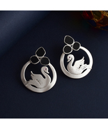 Matt 925 Sterling Silver Duck Earrings with Black Onyx Stone - £188.07 GBP