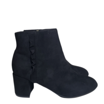 Rockport Womens Black Faux Suede Side Zip Ruffle Bootie Ankle Boots Size 8.5 - £55.85 GBP