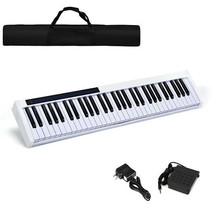 61-Key Portable Digital Stage Piano with Carrying Bag-White - £103.08 GBP