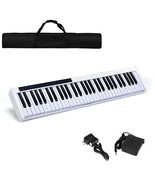 61-Key Portable Digital Stage Piano with Carrying Bag-White - £103.09 GBP
