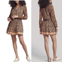 FAHERTY Brand Montara Print Long Sleeve Minidress, Size Large(12/14), Brown NWT - $92.57