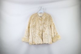 Vtg 60s Womens L Distressed Crushed Velvet Fur Trim Penny Lane Coat Jacket USA - £155.71 GBP