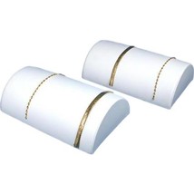 2 White Leather Half Moon Bracelet Showcase Display Stands - $26.06