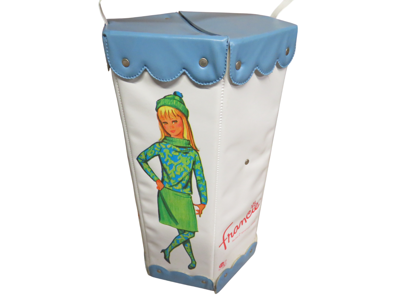 Vintage 1965 Mattel Hexagon Barbie Francie Case Blue White Item image 2