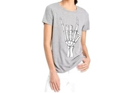 New GRAYSON THREADS XL Gray T Shirt Top Skeleton Hand Cotton Blend Hallo... - £7.16 GBP