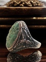 1950s Butterfly Motif Green Stone Ring Floral Filigree Vintage Jewelry Sz 6 - $71.67